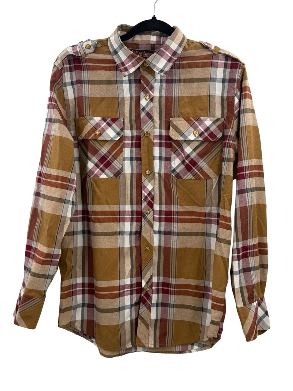 Blac Lacquer Plaid Button Up Shirt Military Pocket Grunge Skater, M
